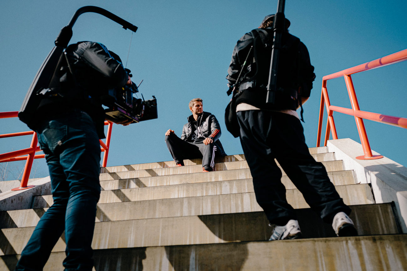 Thomas Müller with amateur players during Adidas For the Game campaign shoot