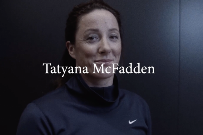 Nike video production showing Tatyana McFadden training in Swiss landscape