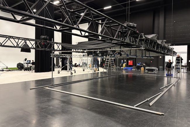 Behind-the-scenes video crew on set for international client shoot under white label agreement