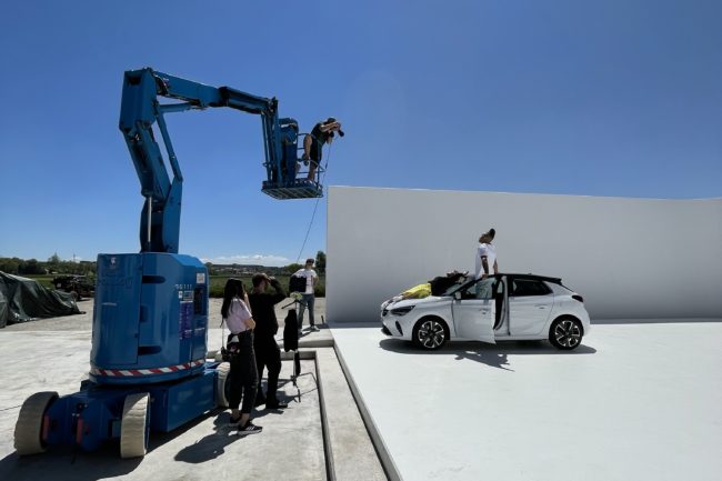 Photographer capturing professional lifestyle shot during a commercial photo shoot